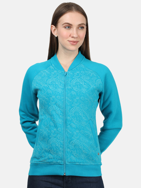 

Monte Carlo Women Turquoise Blue Printed Sweatshirt