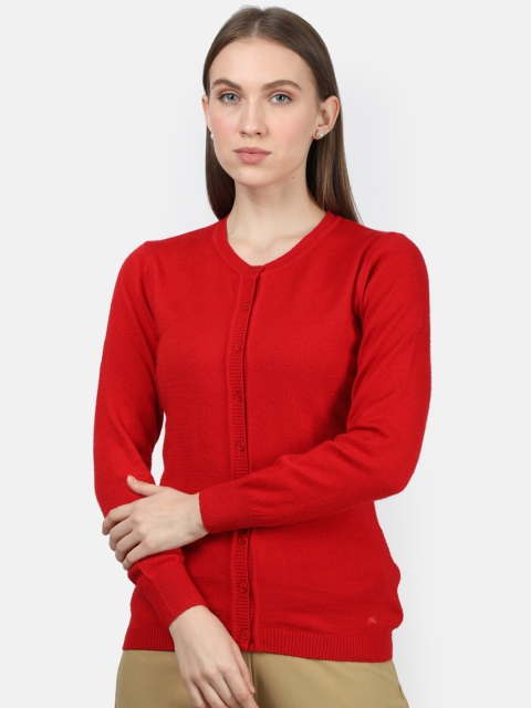 

Monte Carlo Women Red Solid Cardigan Sweater