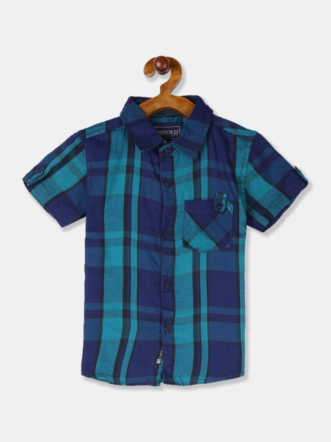 

Cherokee Boys Blue Regular Fit Checked Casual Shirt