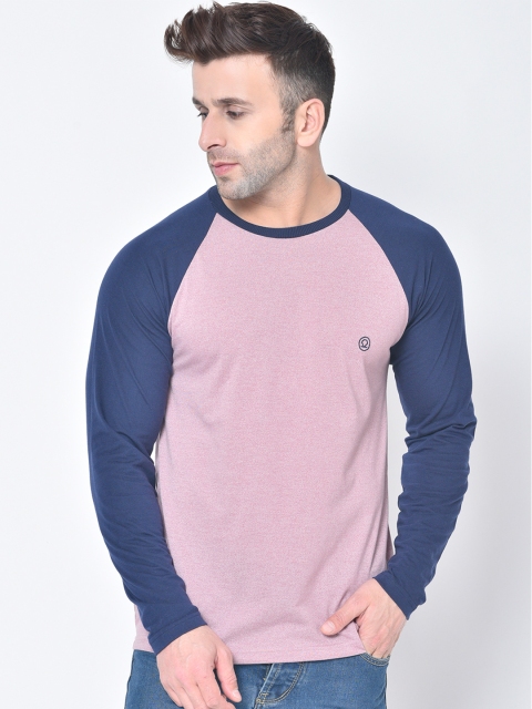 

Chkokko Men Pink Colourblocked Round Neck T-shirt