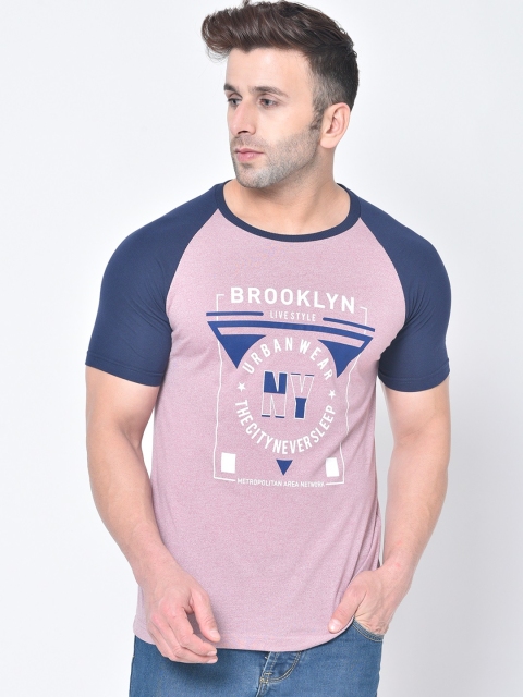 

Chkokko Men Pink Printed Round Neck T-shirt