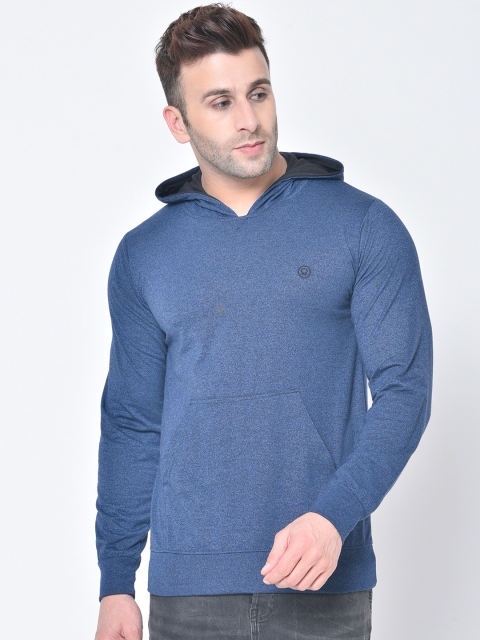 

Chkokko Men Blue Solid Cotton Sweatshirt