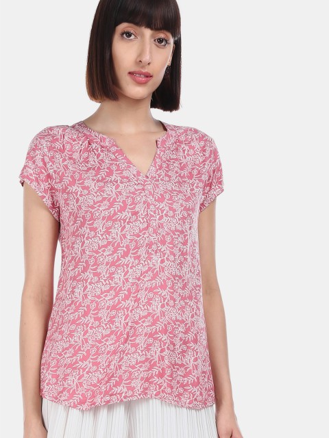 

Cherokee Women Pink & White Floral Printed Regular Top
