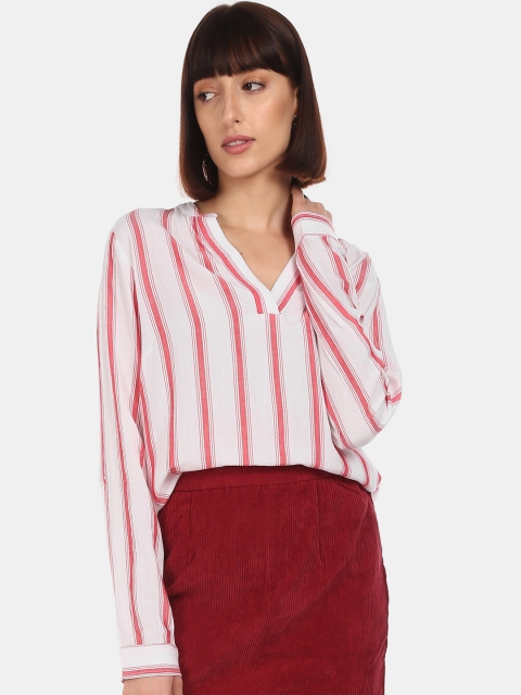 

Cherokee Women Off-White & Red Striped Top