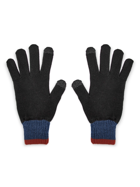

Women Black Blue Touch-enabled Merino Wool Gloves