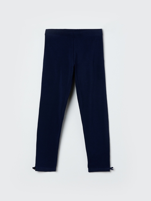 

max Girls Navy Blue Solid Leggings