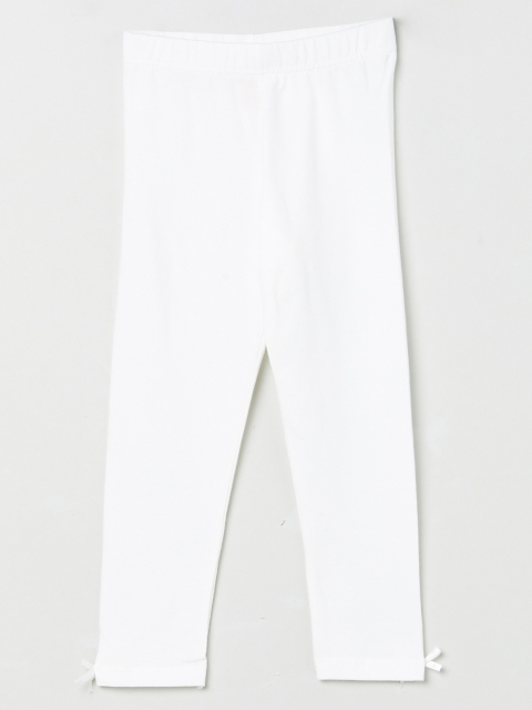 

max Girls White Solid Leggings