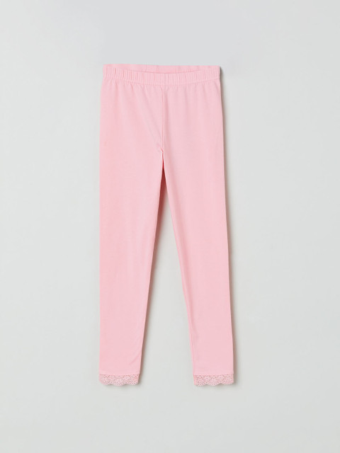 

max Girls Pink Solid Ankle-Length Leggings