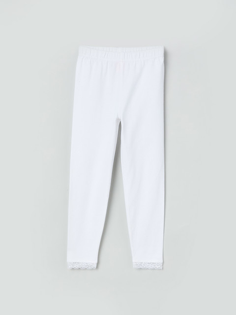 

max Girls White Solid Ankle-Length Leggings
