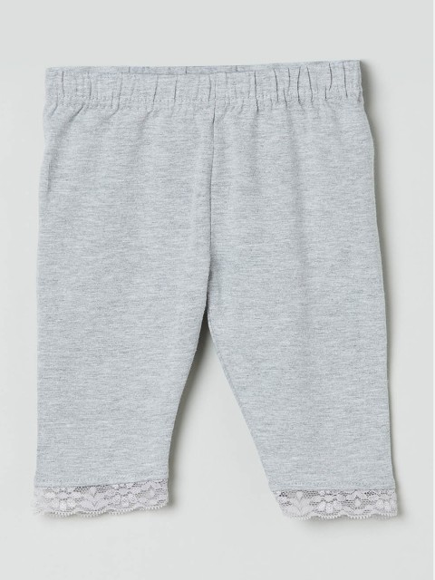 

max Infant Girls Grey Melange Solid Slim Fit Leggings