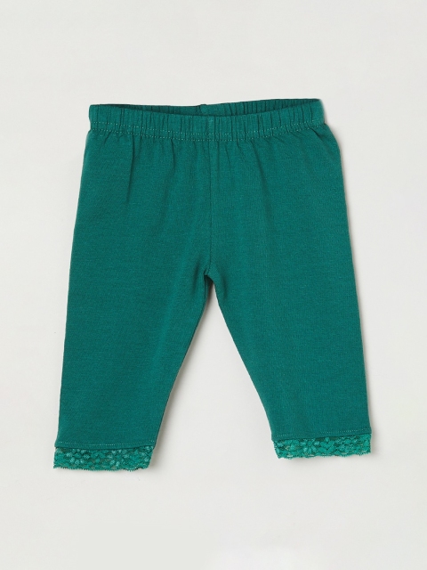 

max Infant Girls Green Solid Ankle-Length Leggings