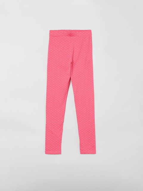 

max Girls Pink & White Polka Dots Printed Leggings