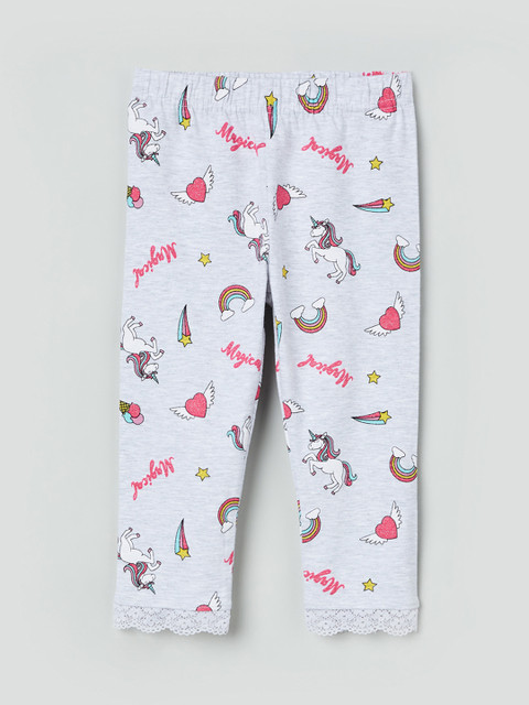 

max Girls Grey Printed Leggings