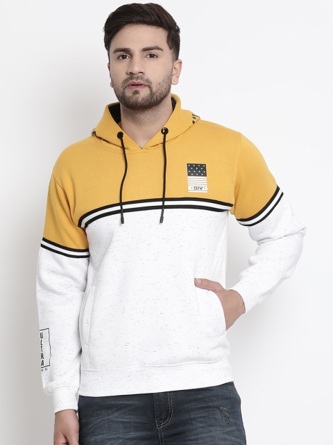 

COBB Men Mustard Yellow & White Colourblocked Sweatshirt