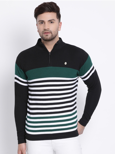 

COBB Men Green Striped Pullover Sweater