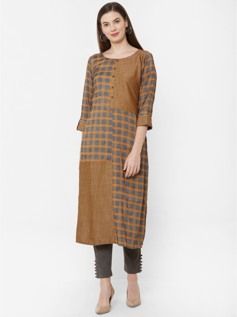 

Juliet Women Mustard & Grey Printed Straight Kurta