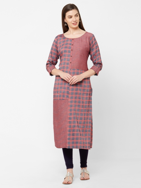 

Juliet Women Pink Colourblocked Straight Cotton Kurta