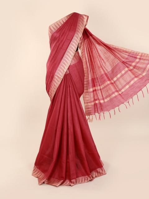 

Pothys Maroon Solid Linen Blend Saree