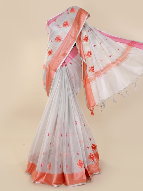 

Pothys Silver-Toned Woven Design Tissue Saree