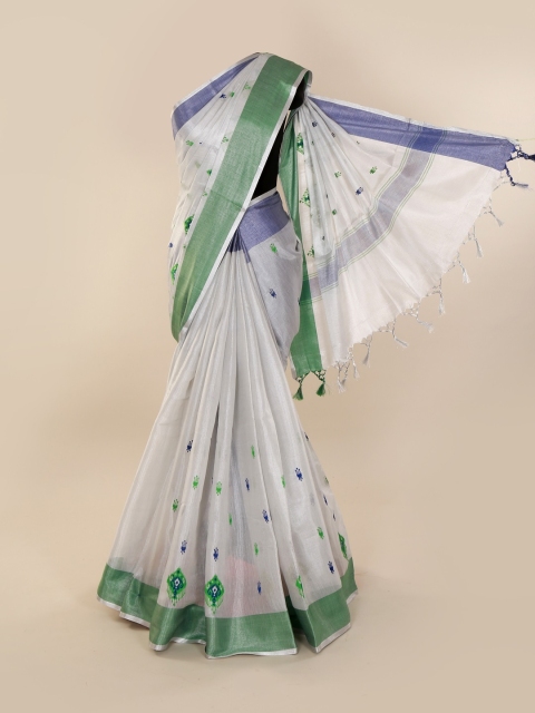 

Pothys Silver-Toned Woven Design Tissue Saree