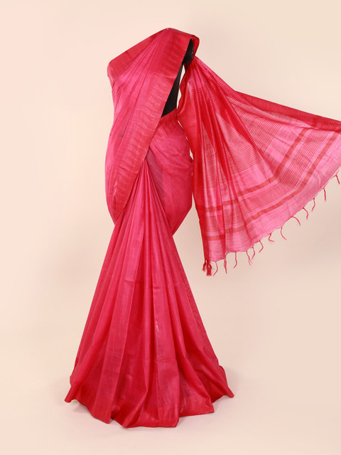 

Pothys Magenta & Red Linen Blend Saree