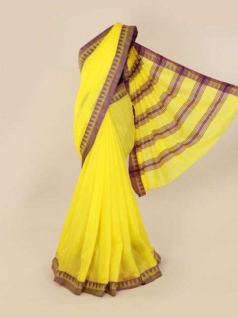 

Pothys Yellow Solid Saree with Woven Design Border