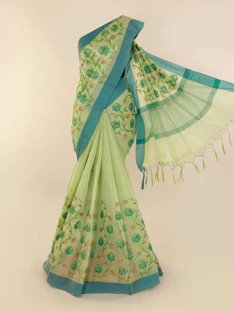 

Pothys Green Printed Tissue Saree