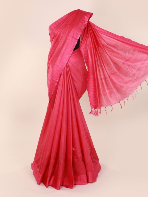 

Pothys Magenta Solid Linen Blend Saree