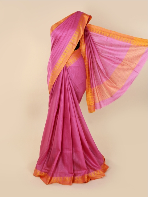 

Pothys Lavender Solid Linen Blend Saree