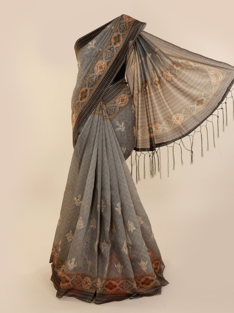 

Pothys Grey Printed Cotton Blend Saree