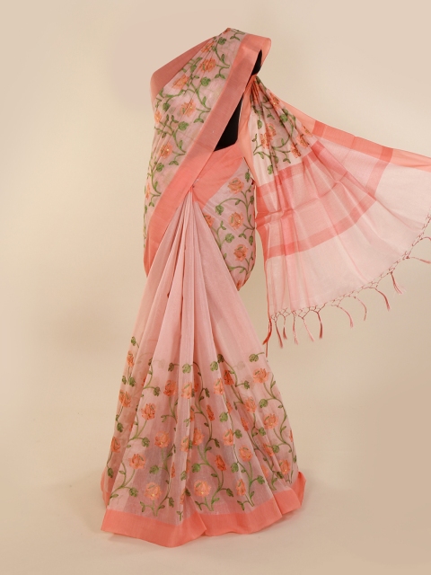 

Pothys Peach-Coloured Woven Design Tissue Saree