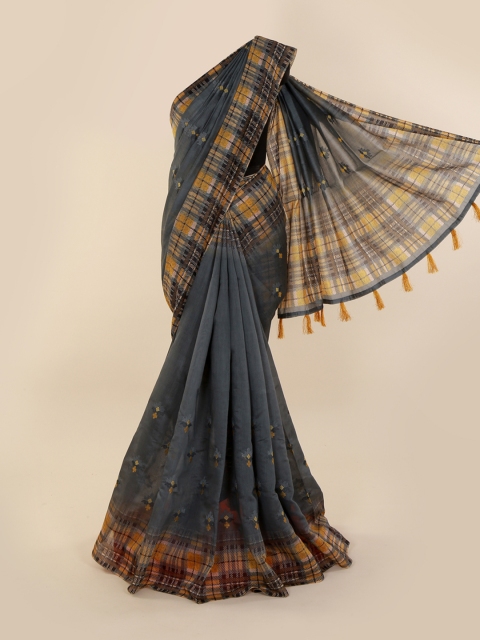 

Pothys Grey & Beige Cotton Blend Woven Design Saree