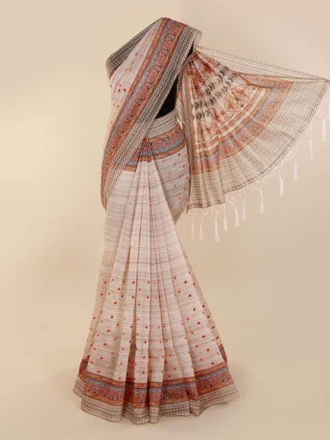 

Pothys Beige Printed Cotton Blend Saree