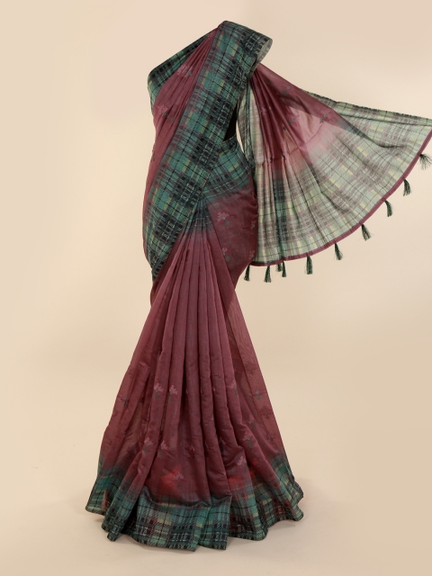 

Pothys Purple Embroidered Cotton Blend Saree