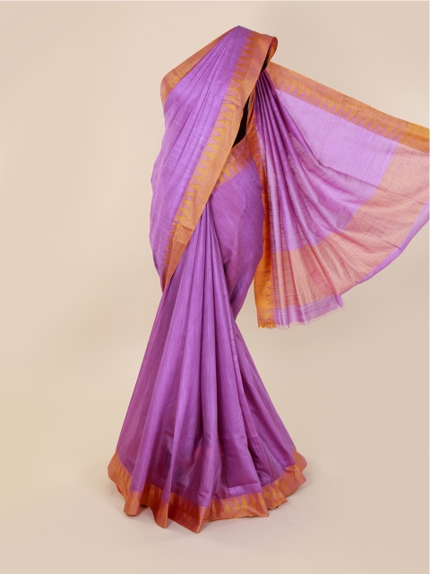 

Pothys Lavender Solid Linen Blend Saree