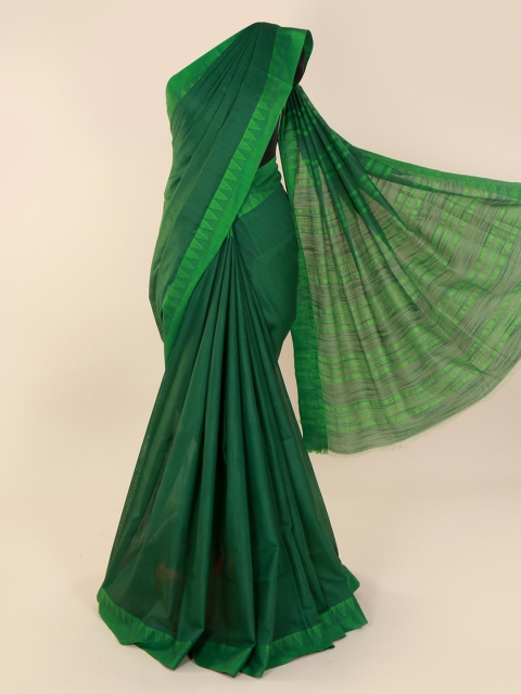 

Pothys Green Solid Linen Blend Saree
