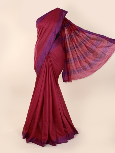 

Pothys Maroon Solid Linen Blend Saree