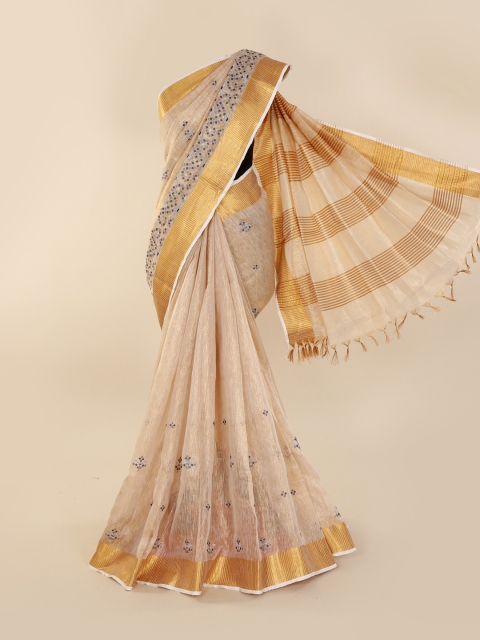 

Pothys Beige Woven Design Pure Linen Saree