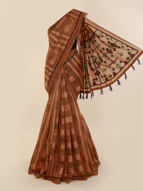 

Pothys Brown Printed Cotton Blend Saree