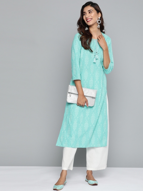 

HERE&NOW Women Blue & Off-White Printed Kurta with Palazzos