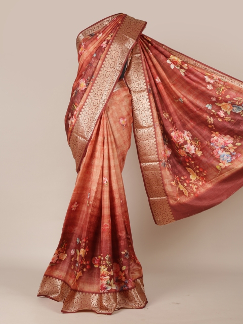 

Pothys Peach-Coloured Woven Design Jute Silk Saree