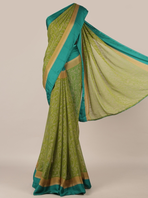 

Pothys Green & Blue Poly Georgette Striped Saree