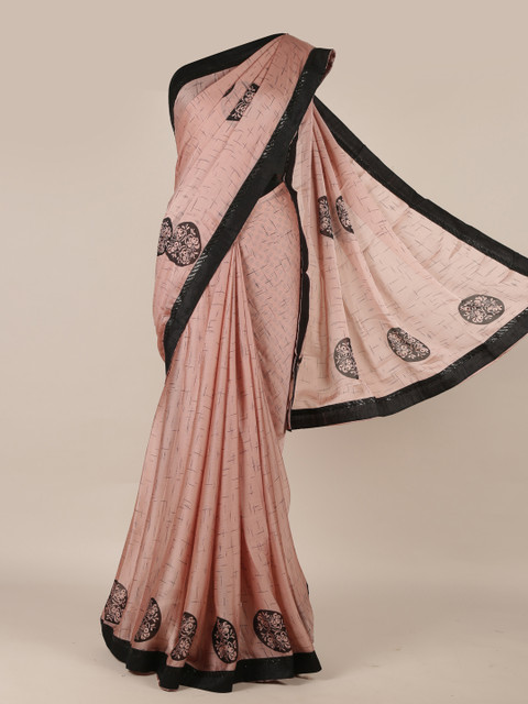 

Pothys Peach-Coloured Printed Poly Georgette Saree