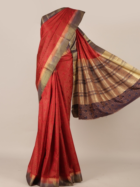 

Pothys Maroon & Gold-Coloured Jute Silk Striped Saree
