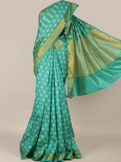 

Pothys Green Printed Jute Silk Saree