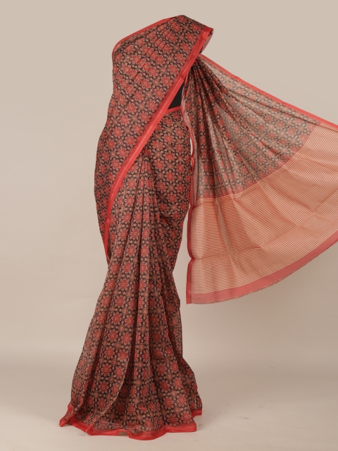 

Pothys Red Printed Jute Silk Saree