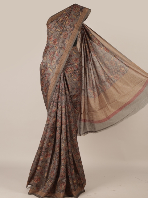 

Pothys Grey Printed Jute Silk Saree