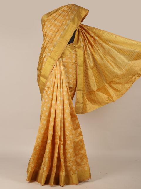 

Pothys Mustard Printed Jute Silk Saree