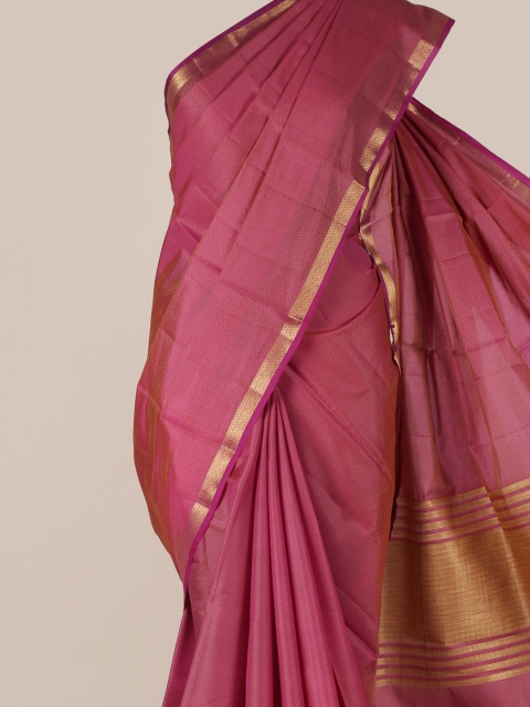 

Pothys Pink Solid Jute Silk Saree