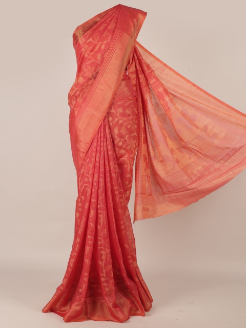 

Pothys Peach-Coloured Woven Design Jute Silk Saree